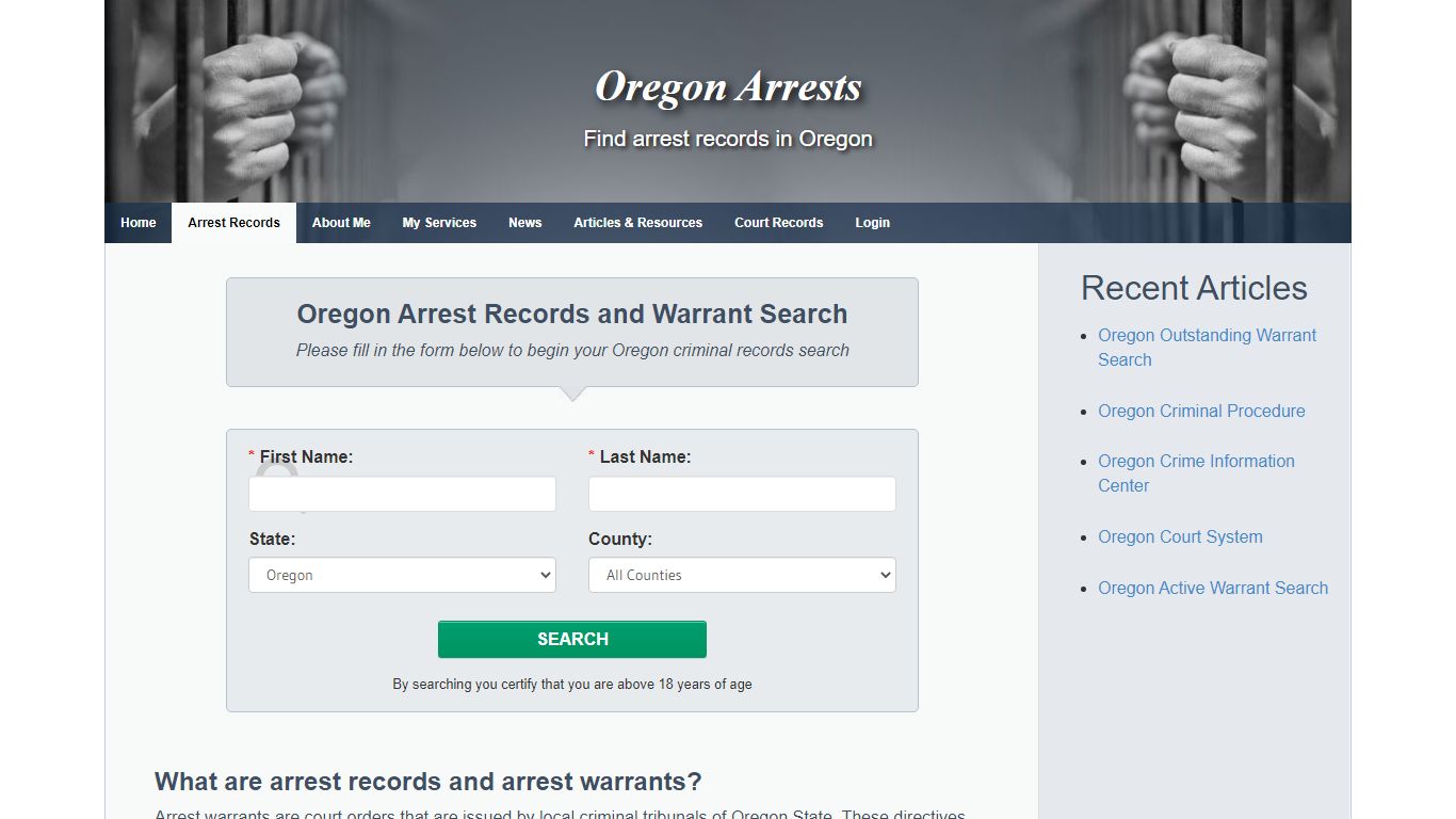 Oregon Arrest Records and Warrants Search - Oregon Arrests